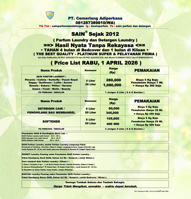 Daftar Harga SAIN - Pricelist